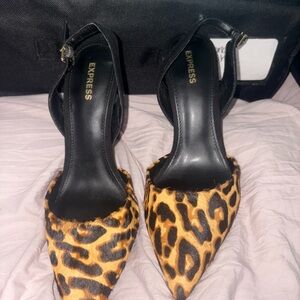 Express Brown and Black Heels with Sleek Design